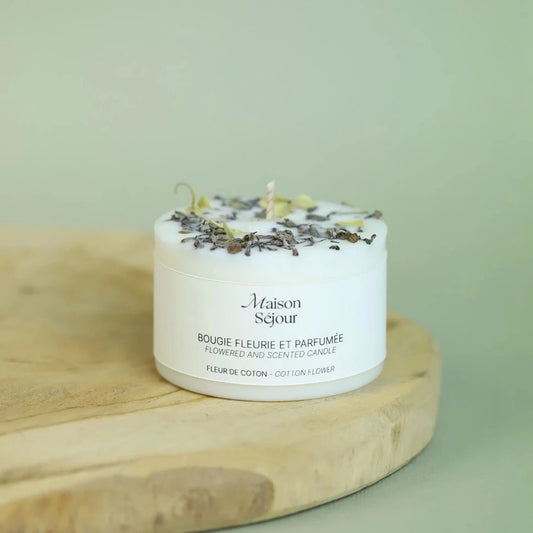 Bougie à base de cire de soja végétale. Parfum fleur de coton