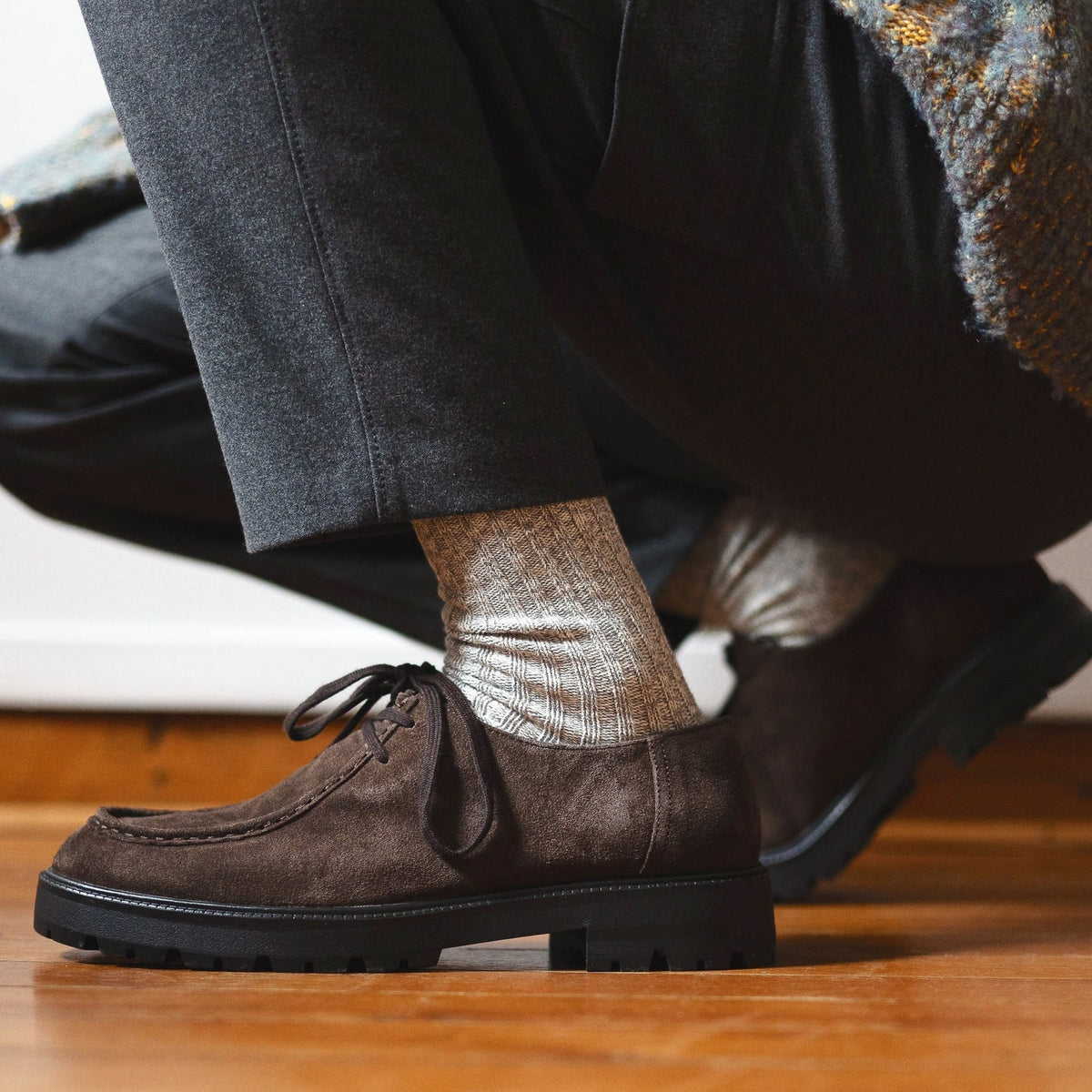 Chaussettes homme en coton épais chiné