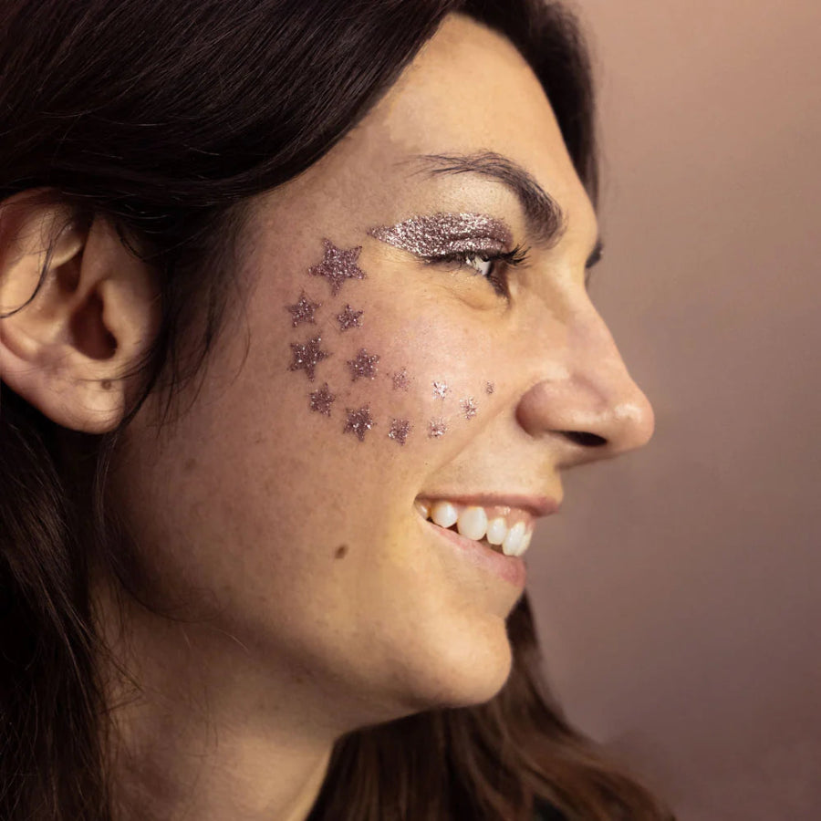 Paillettes biodégradables couleur Marie Antoinette maquillage festif