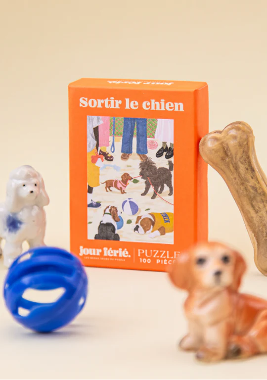 Puzzle 100 pièces - Sortir le chien zoom