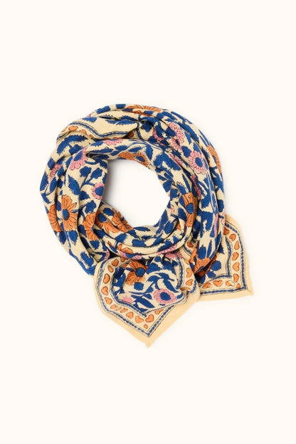 Foulard - Cerisier Bleu royal grand format
