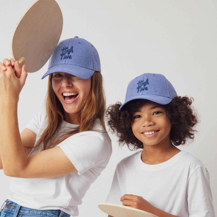 casquette chamaye parent enfant high five bleu denim