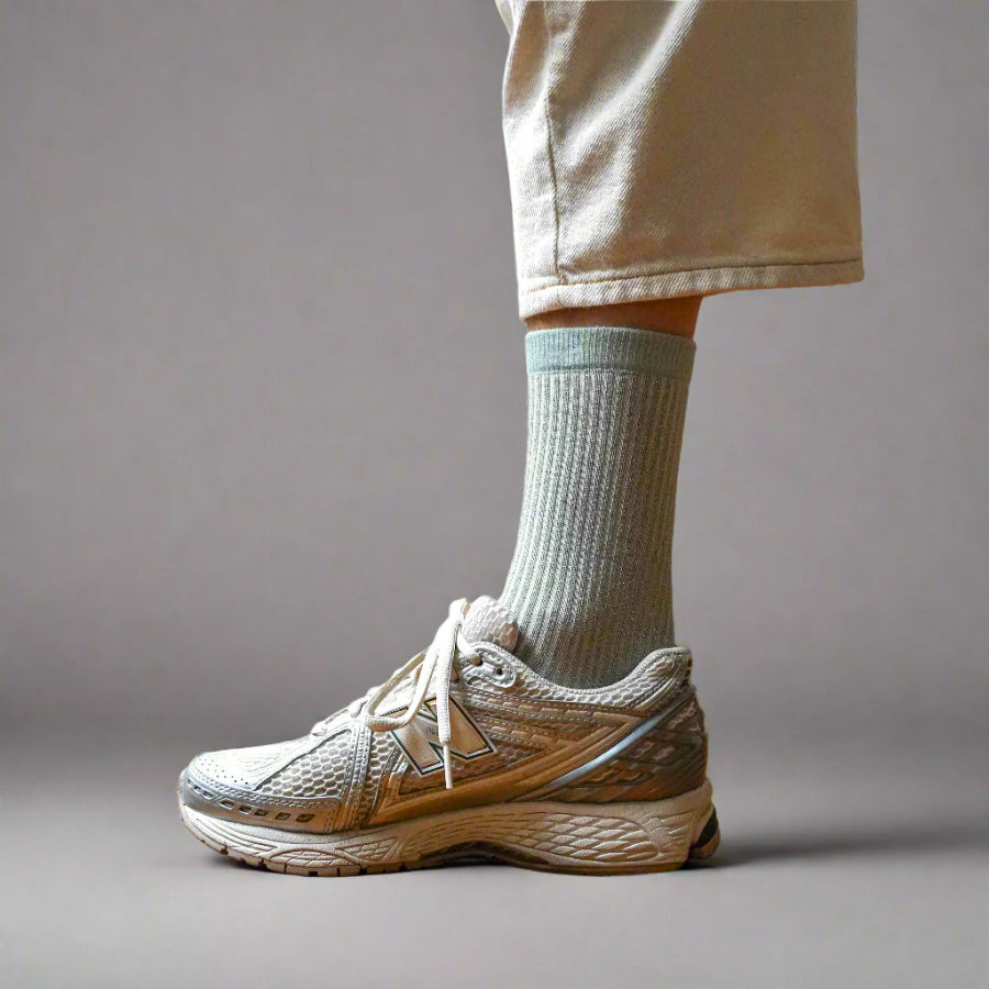 chaussettes à paillettes rayé gris