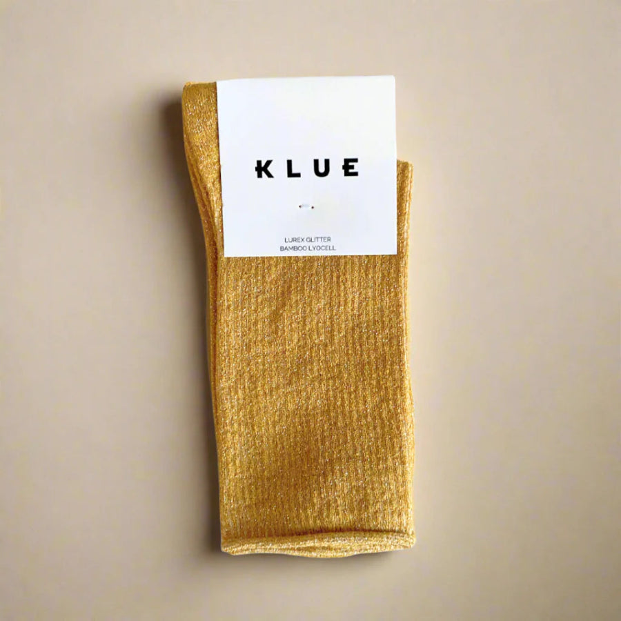 chaussettes pailletées moutarde