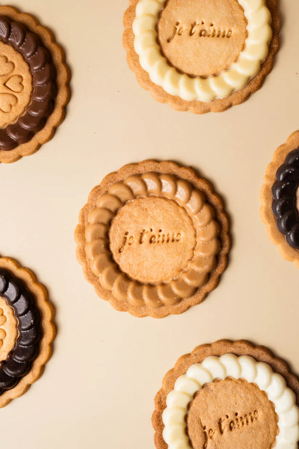 Coffret de biscuits au chocolat message je t'aime