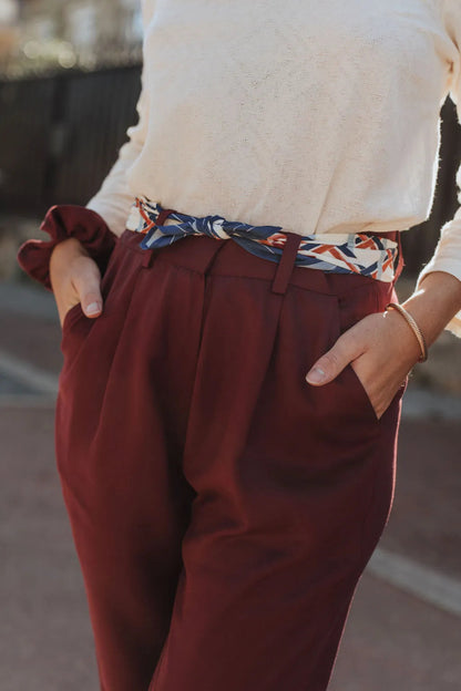 devant du pantalon bordeaux 7/8 sevenlie