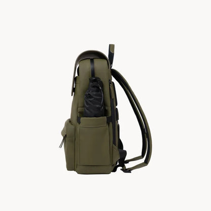Sac à dos imperméable kaki vue de côté