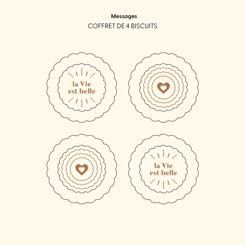 messages du coffret de 4 biscuits au chocolat célébrer