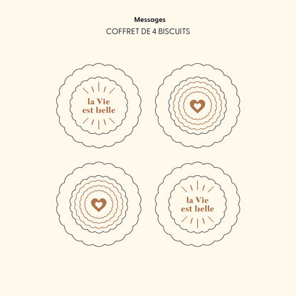 messages du coffret de 4 biscuits au chocolat célébrer