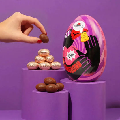 boîte oeuf métal mini oeufs de paques en chocolat au lait praliné caramel