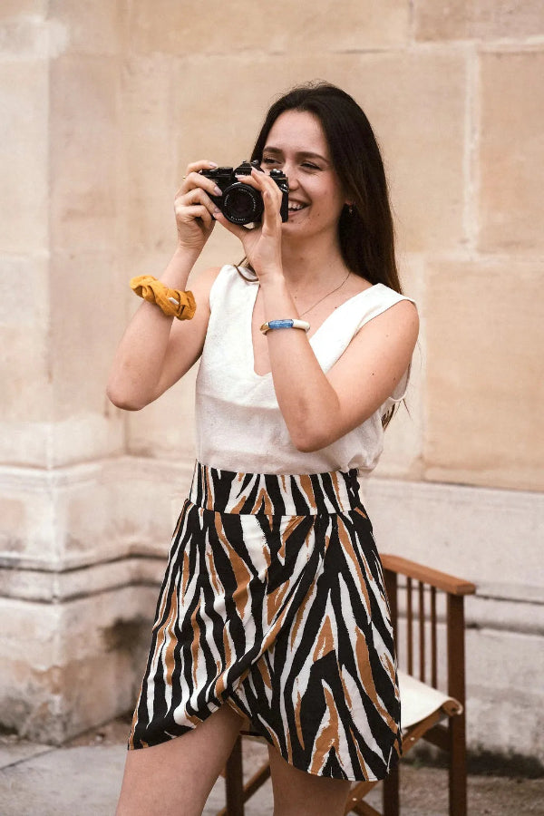 outfit avec le top nusa crème sevenlie