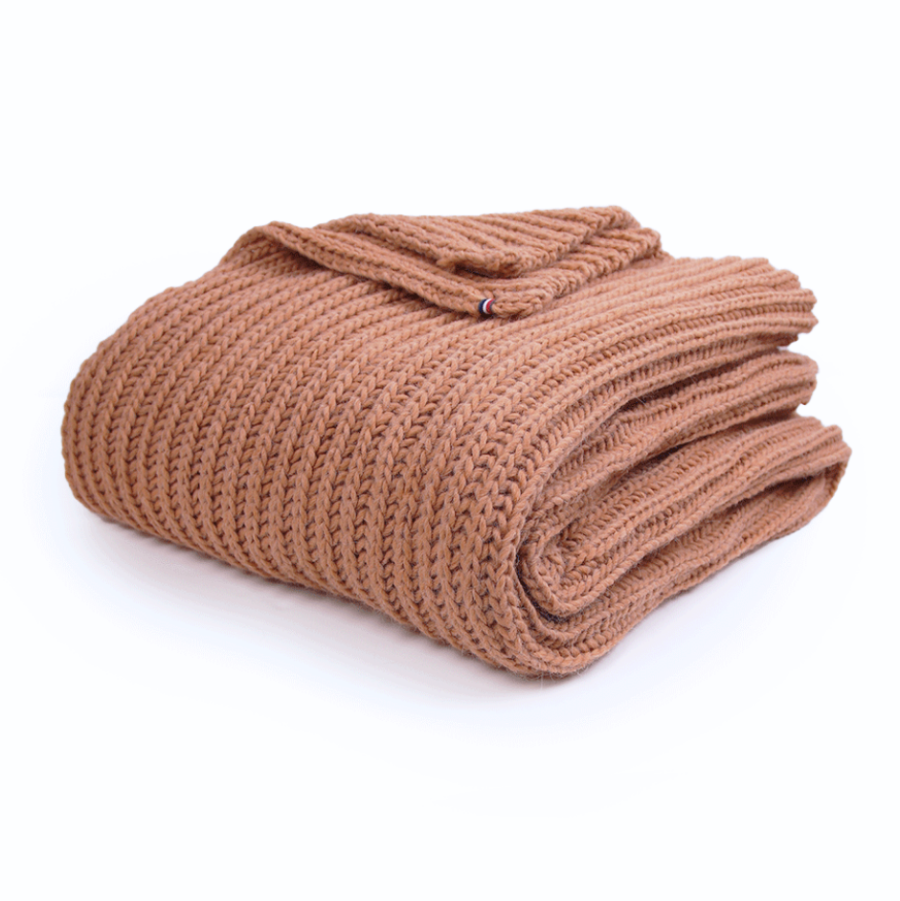 plaid grosses mailles camel
