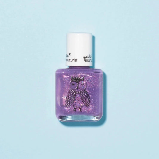 Vernis enfant Scarlett la chouette couleur violet à paillettes